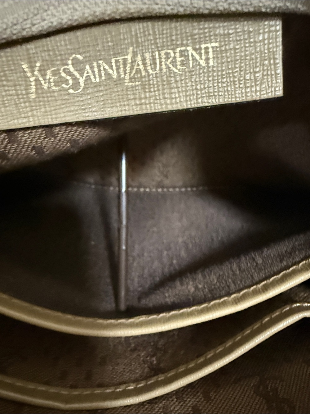 Yves Saint Laurent Gold Textured Toiletry Bag with YSL Oval Medallion - Picture 10 of 16
